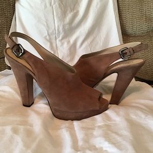 Prada dusty Rose platform heels